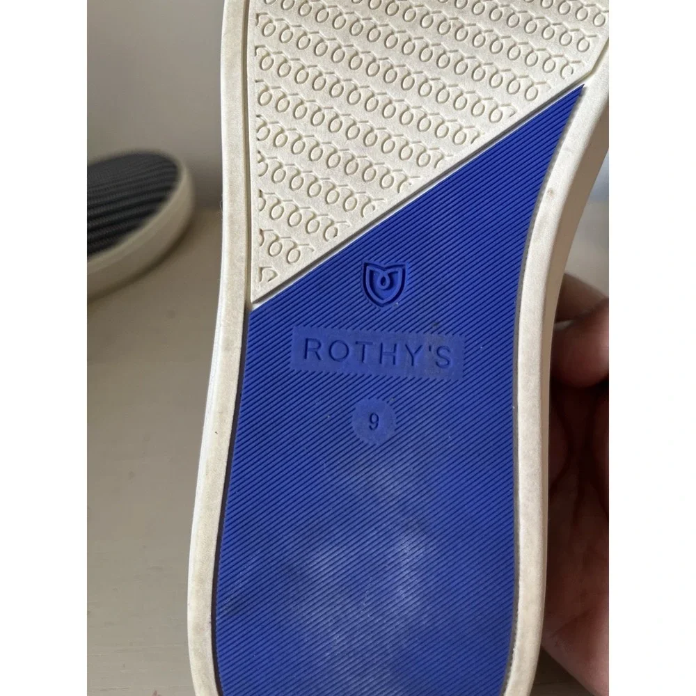 Rothy's Riviera Women's Slip-On Shoes, Size 9, Blue White Pinstripe Sneaker